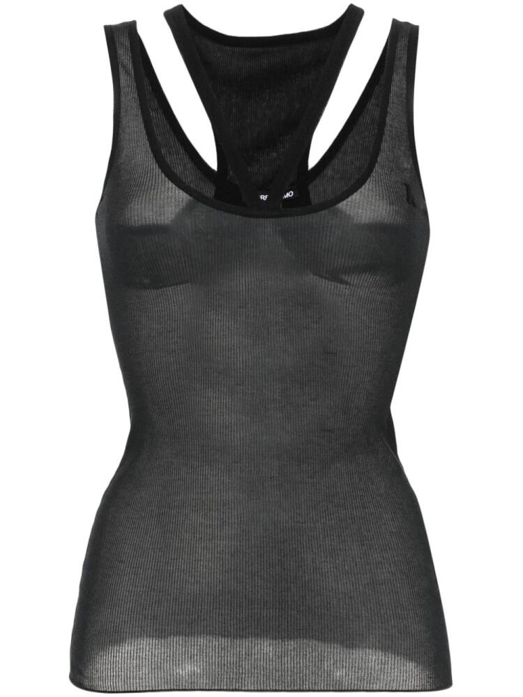 ANDREĀDAMO fine-ribbed cut-out tank top - Black Cover