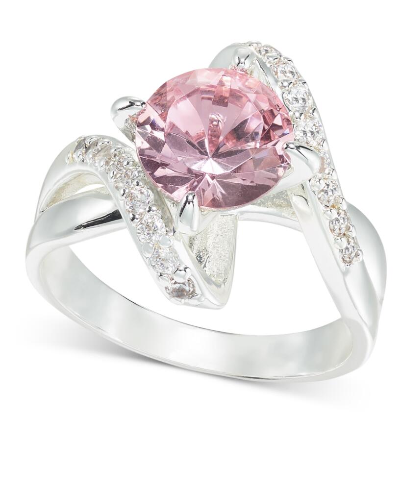 Charter Club Silver-Tone Pave & Pink Crystal Bypass Ring, Created for Macy's - Silver Cover