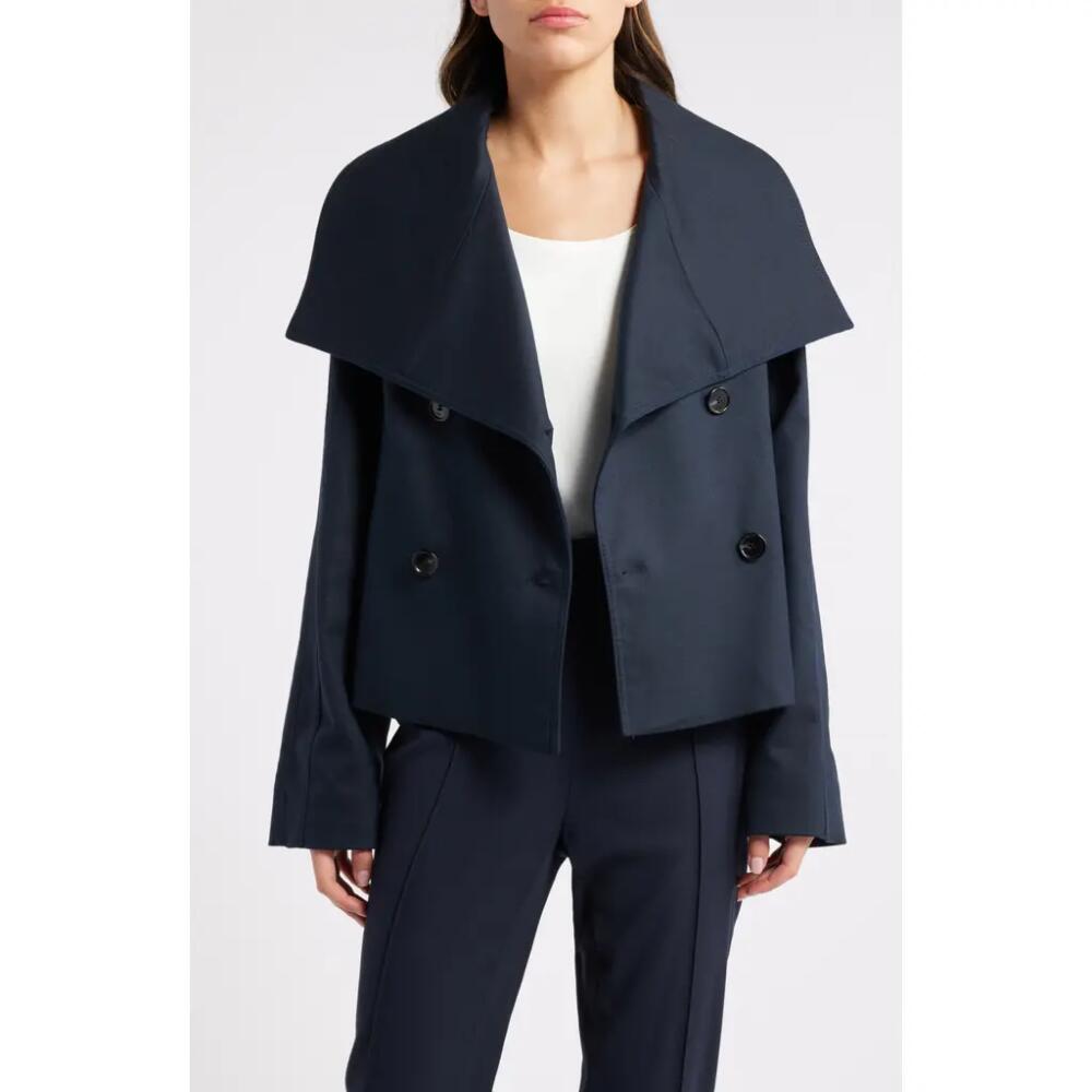 BOSS Caspera Crop Trench Jacket in Sky Captain Cover