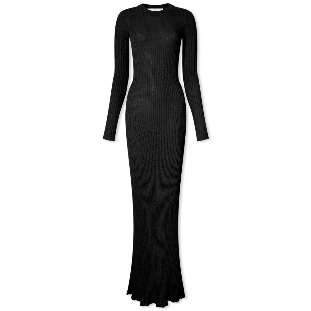 AMI Paris Women's Ribbed Long Sleeve Maxi Dress in Black Cover