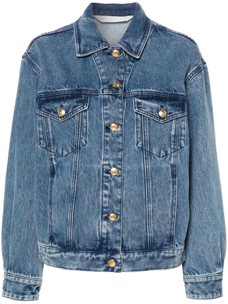 Palm Angels embroidered-panel denim jacket - Blue Cover