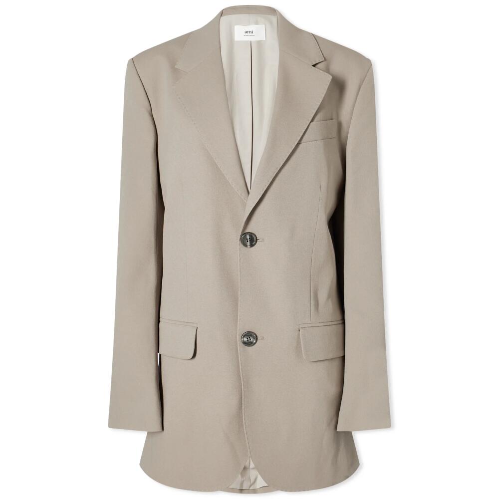 AMI Paris Women's Oversized Wool Jacket in Light Taupe Cover