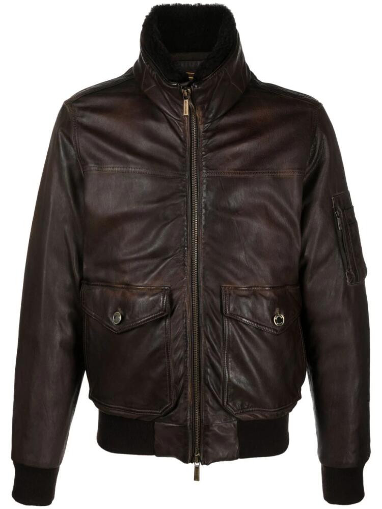 Moorer Folco-PE1 leather bomber jacket - Brown Cover