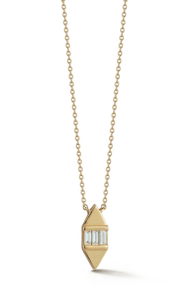 Dana Rebecca Designs Sadie Pearl Diamond Baguette Tag Pendant Necklace in Yellow Gold Cover