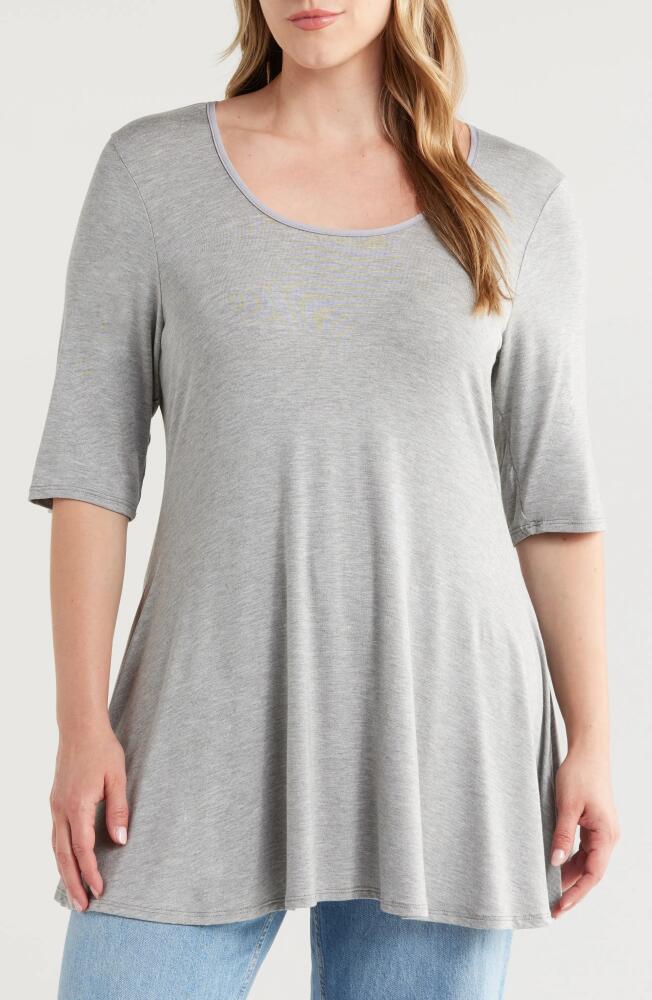 24seven Comfort Apparel Swing Asymmetric Hem Tunic Top in Heather Grey Cover