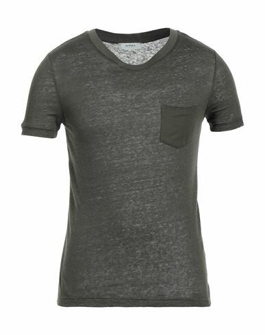 Alpha Studio Man T-shirt Military green Linen, Cotton Cover