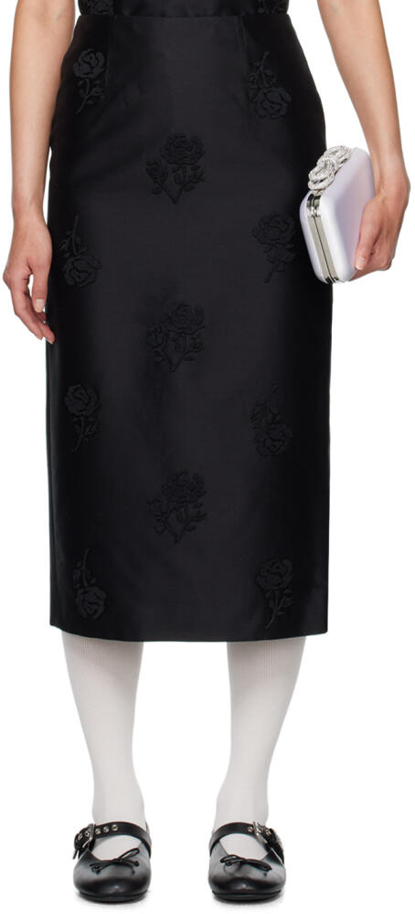 SHUSHU/TONG Black Appliqué Midi Skirt Cover