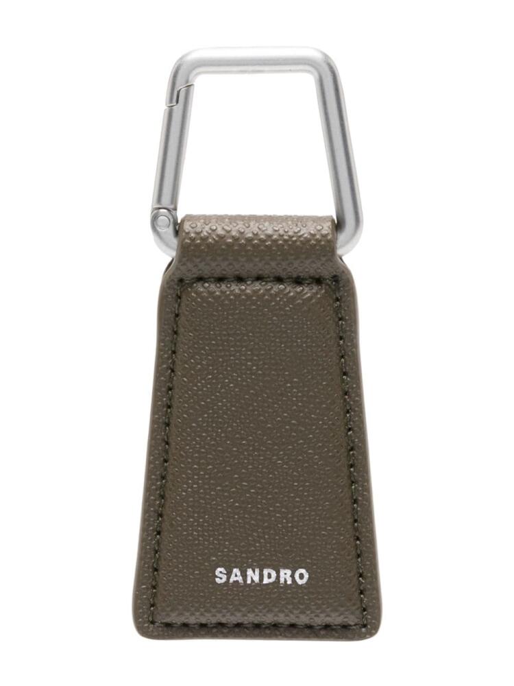 SANDRO logo-print leather keychain - Green Cover