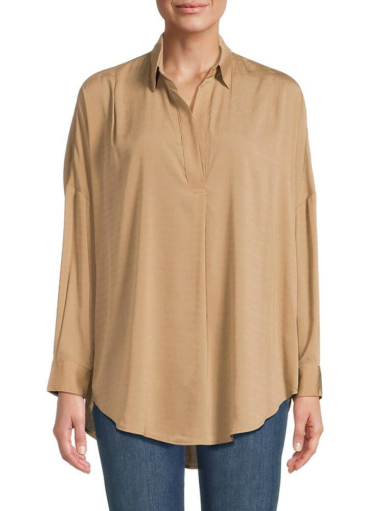 French Connection Women's Rhodes Relaxed Collared Shirt - Camel Cover