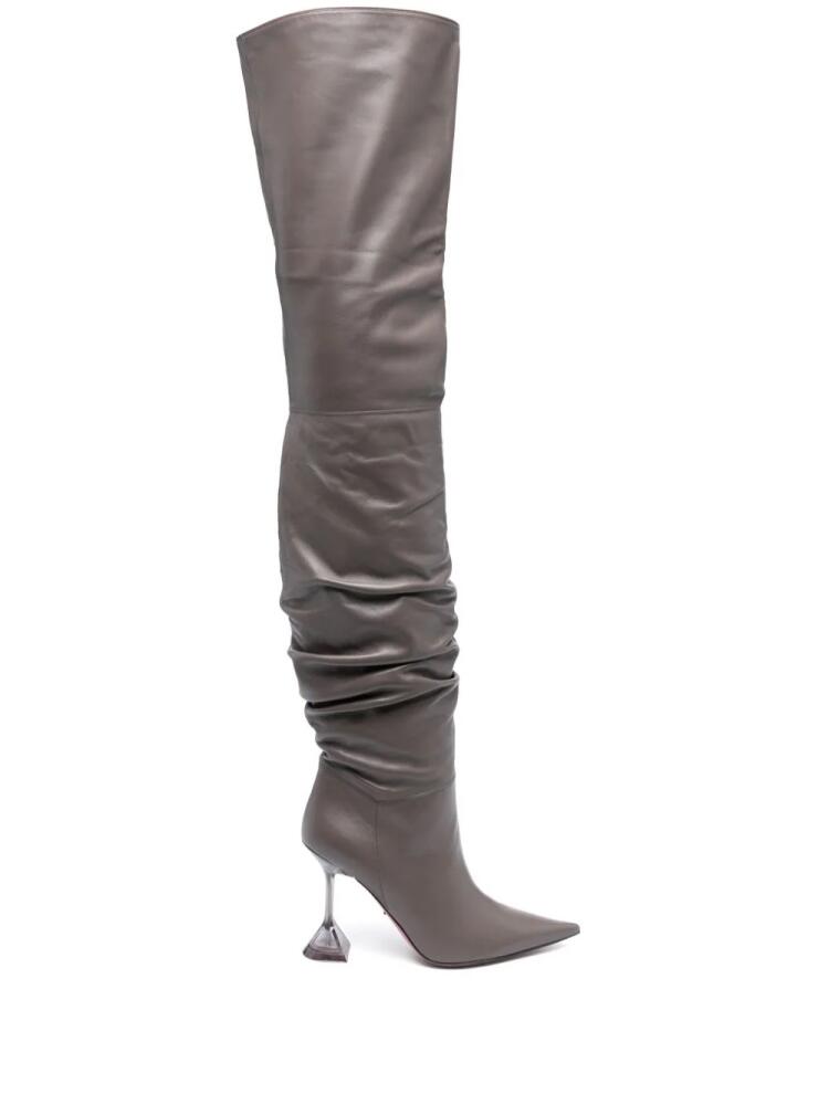 Amina Muaddi Olivia 95mm thigh-high boots - Grey Cover