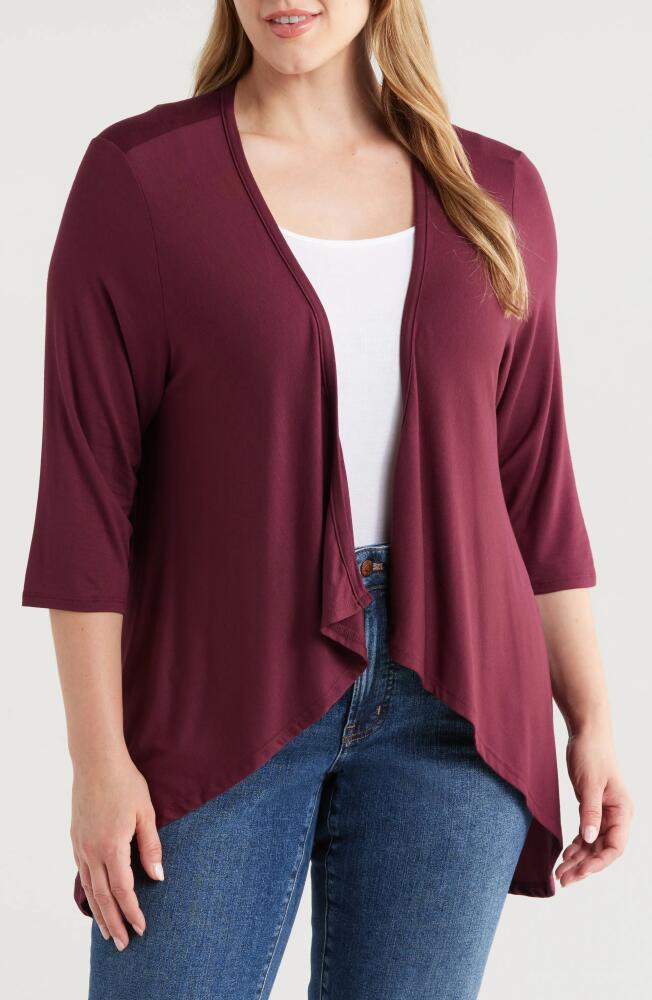 24seven Comfort Apparel Open Front Cardigan in Wine Cover