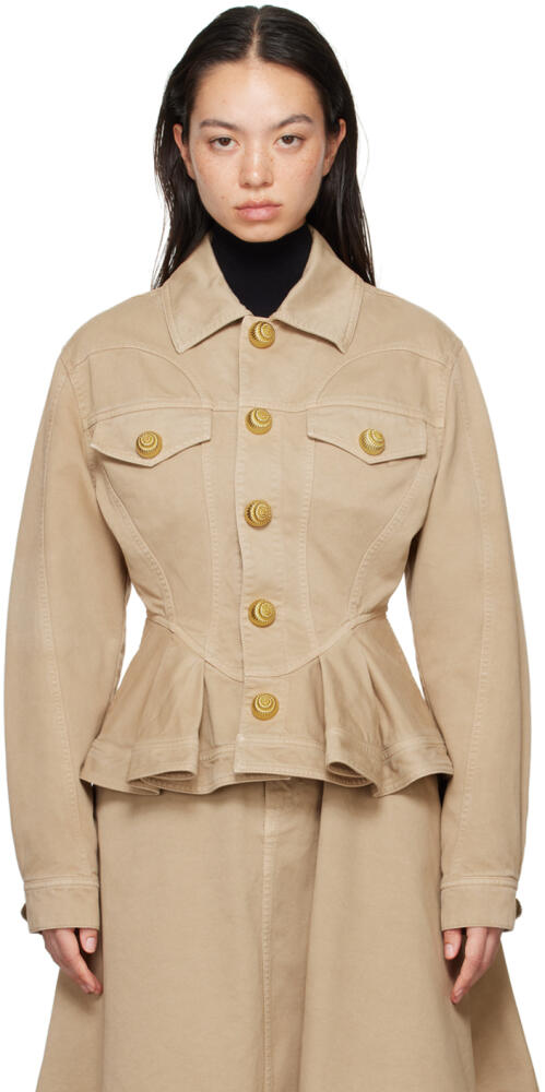 Balmain Beige Ruffled Jacket Cover