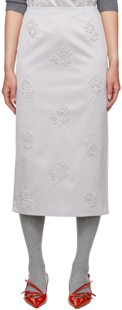 SHUSHU/TONG Gray Appliqué Midi Skirt Cover