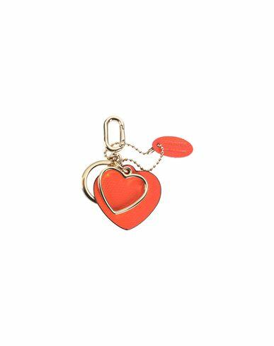 Furla Venus Keyring Heart Woman Key ring Orange Soft Leather, Metal Cover