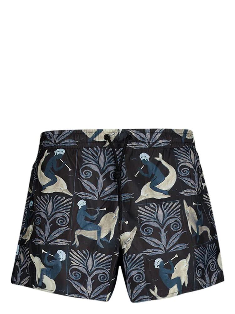 COMMAS printed drawstring swim shorts - Black Cover