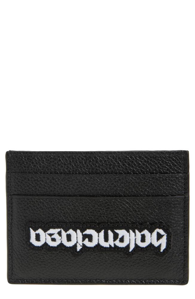 Balenciaga Upside Down Logo Leather Card Holder in Black Cover