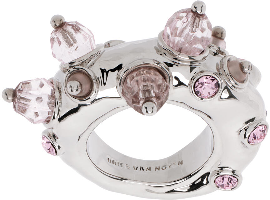 Dries Van Noten Silver & Pink Beaded Ring Cover