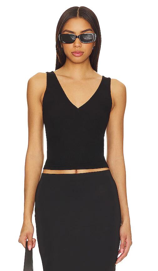 LNA Lily Deep V Rib Tank in Black Cover