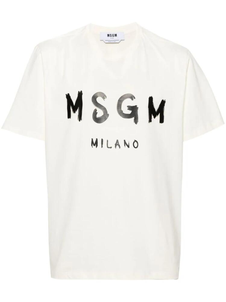 MSGM logo-print cotton T-shirt - White Cover