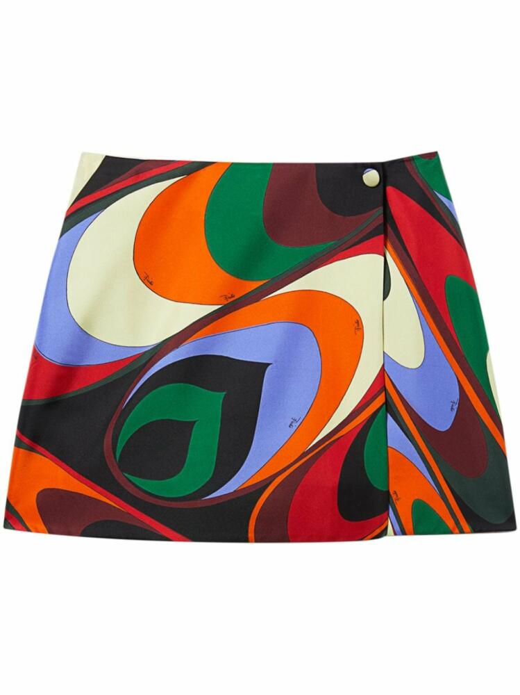 PUCCI Onde-print silk wrap miniskirt - Green Cover