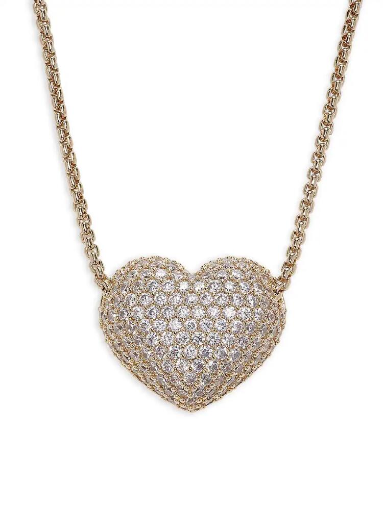 Adriana Orsini Women's 18K Goldplated & Cubic Zirconia Puffy Heart Pendant Necklace Cover