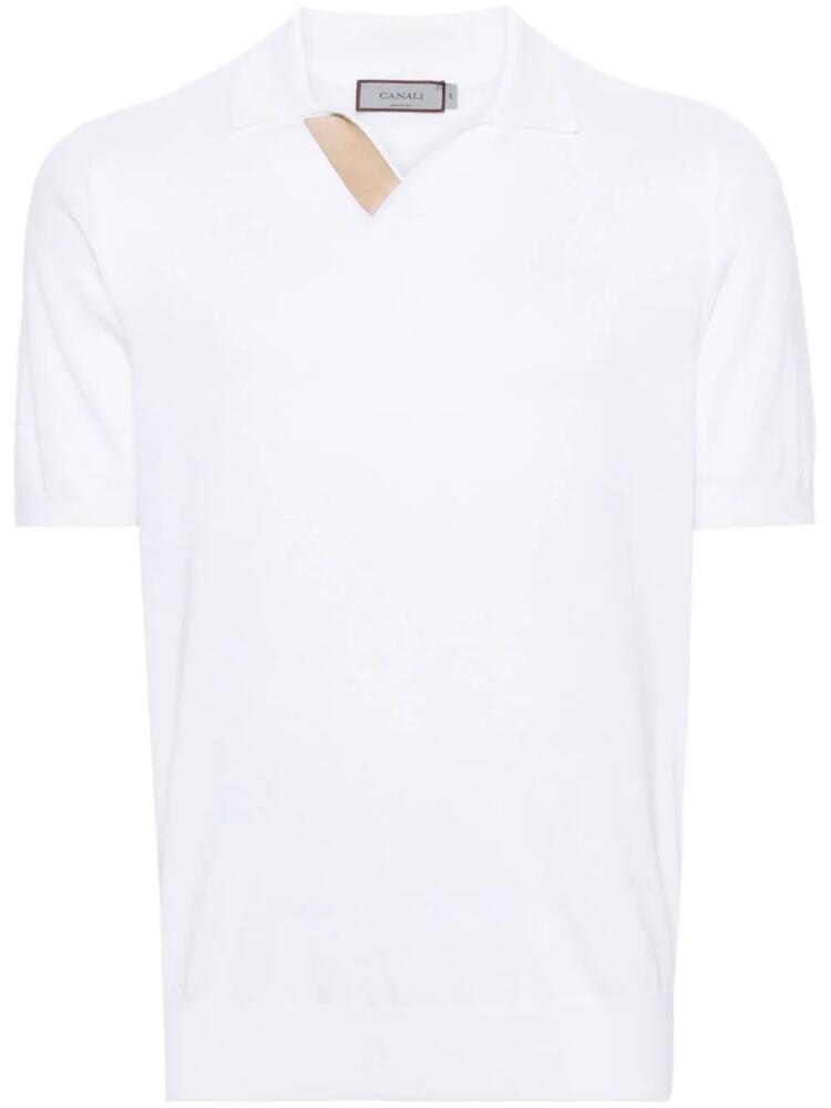 Canali fine-knit polo shirt - White Cover