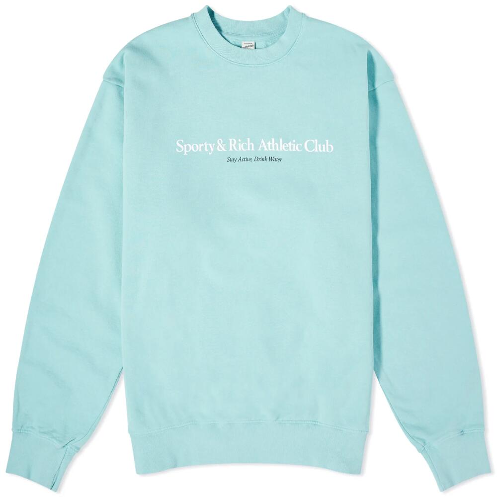 Sporty & Rich Athletic Club Crew Sweat in Aqua/White Cover