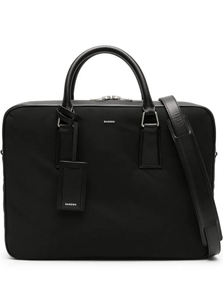 SANDRO logo-lettering laptop bag - Black Cover