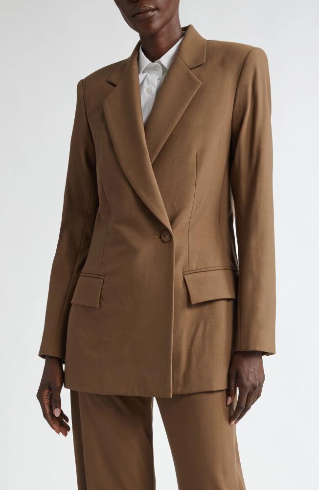 Brandon Maxwell The Riley Split Back Double Breasted Blazer in Desert Palm Cover