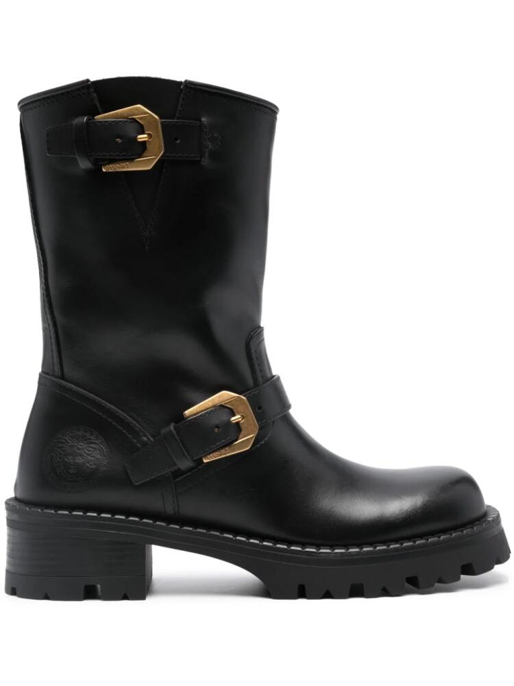 Versace Medusa-embossed leather boots - Black Cover