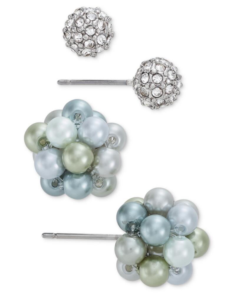 Charter Club Silver-Tone 2-Pc. Set Pave Fireball & Color Imitation Pearl Stud Earrings, Created for Macy's - Multi Cover