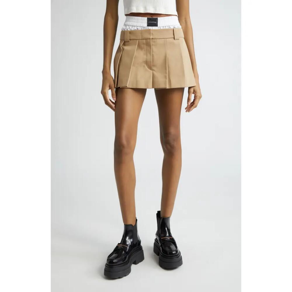 Alexander Wang Prestyled Boxer Waist Pleated Twill Skort in Chino Cover