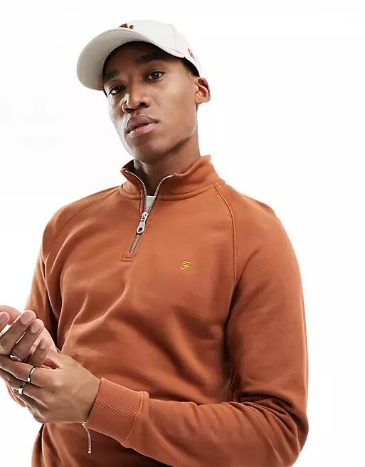 Farah Jim half zip sweatshirt in orange Cover