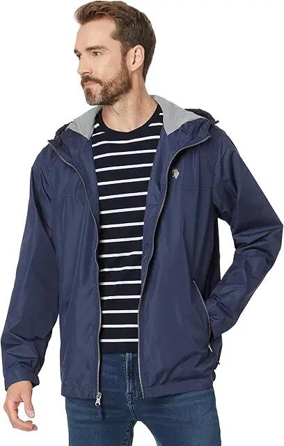 U.S. POLO ASSN. USPA Core Hooded Windbreaker (Classic Navy) Men's Clothing Cover