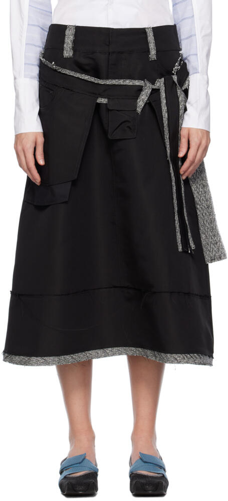 Paula Canovas Del Vas Black Floating Pocket Midi Skirt Cover