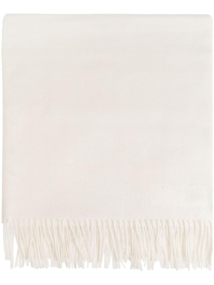 Max Mara embroidered-logo cashmere scarf - White Cover