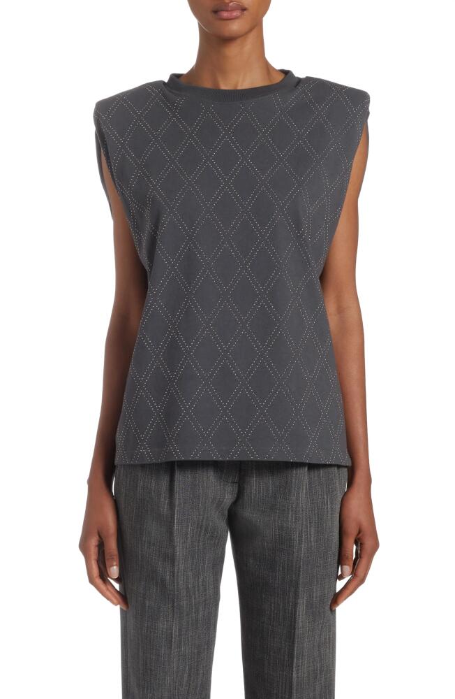 Golden Goose Studded Cotton Shoulder Pad Tank in Anthracite Cover