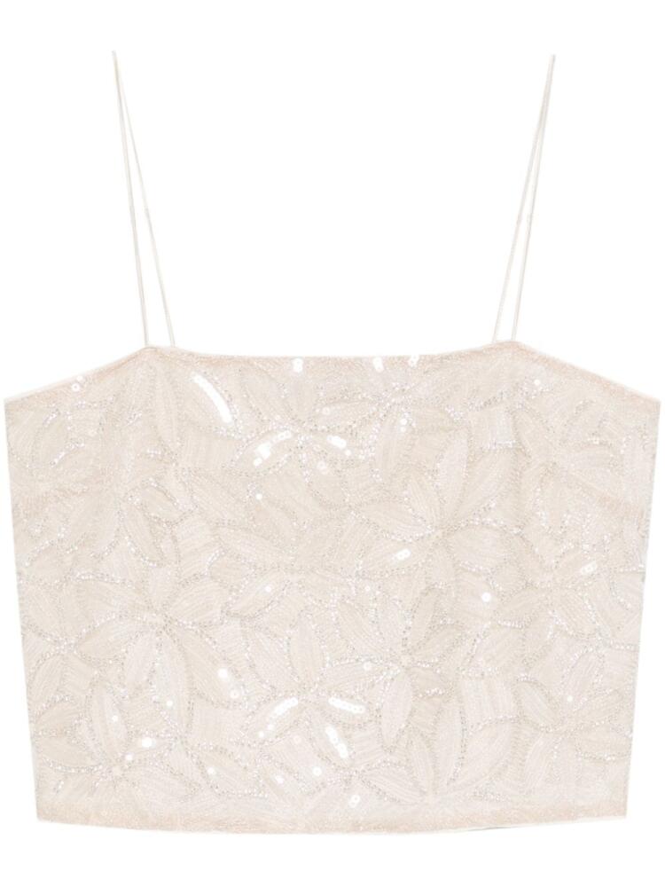 ROTATE BIRGER CHRISTENSEN sequin embellished cropped blouse - Neutrals Cover