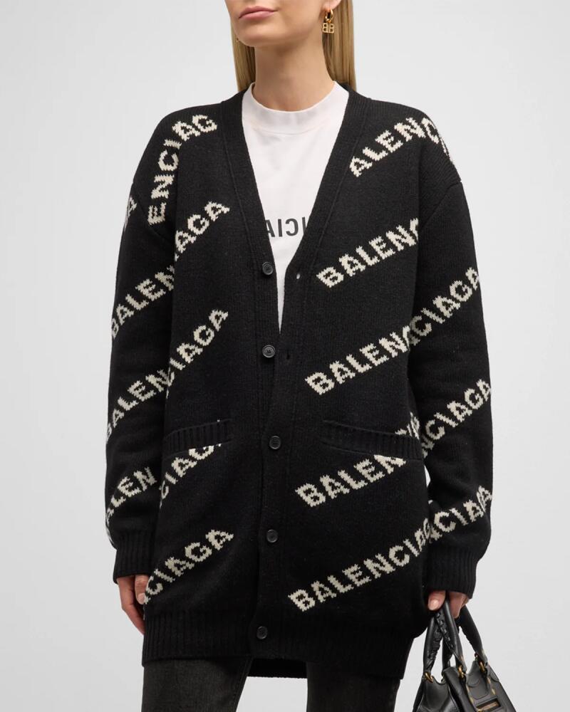 Balenciaga Button-Down Logo Knit Cardigan Cover