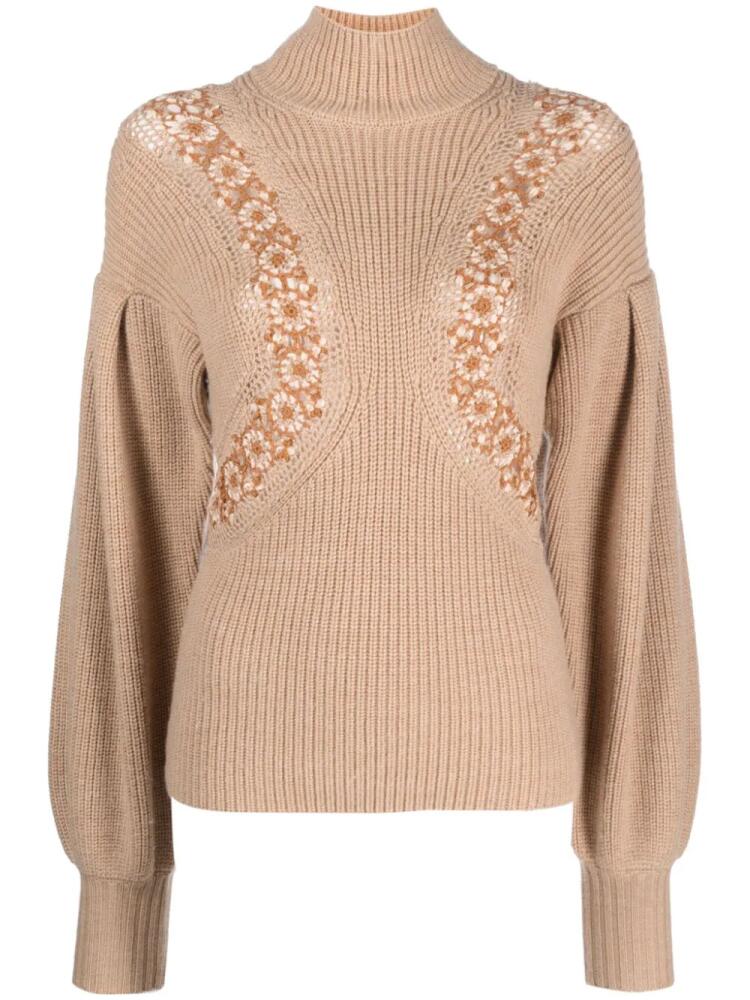 Ulla Johnson crochet-detail merino jumper - Brown Cover