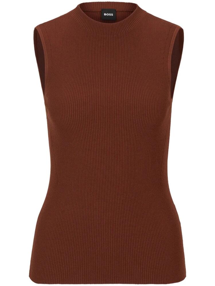 BOSS ribbed-knit tank top - Brown Cover