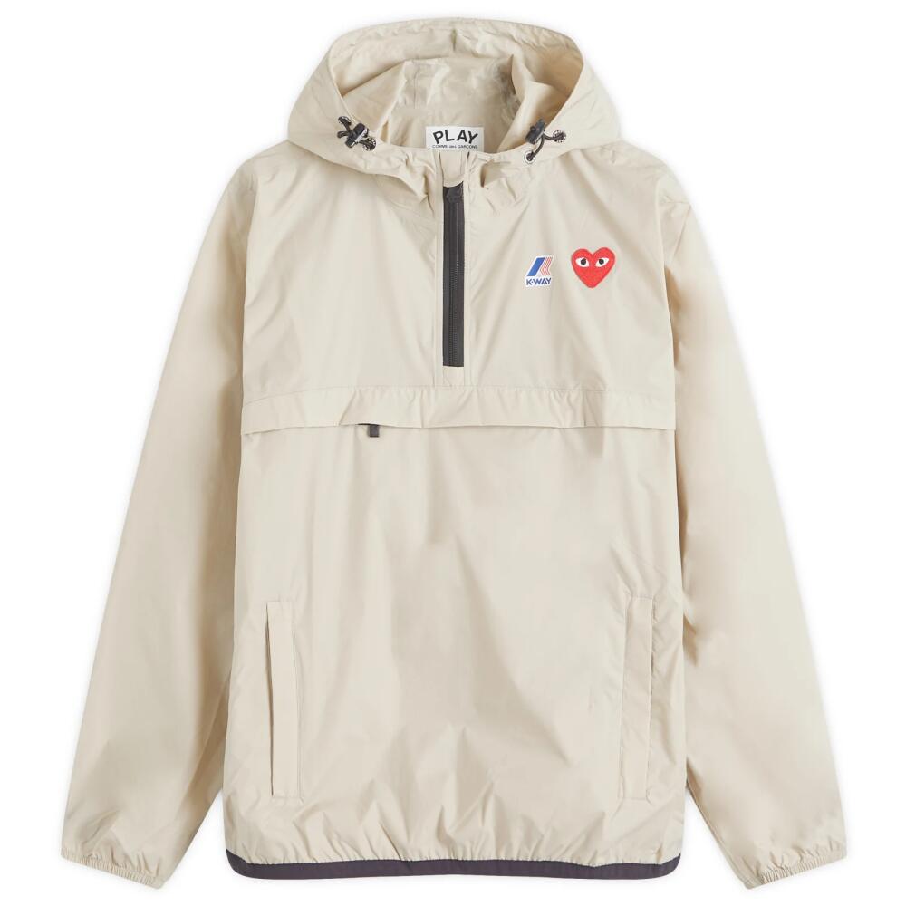 Comme des Garçons Play Men's x K-Way Half Zip Packable Jacket in Beige Cover