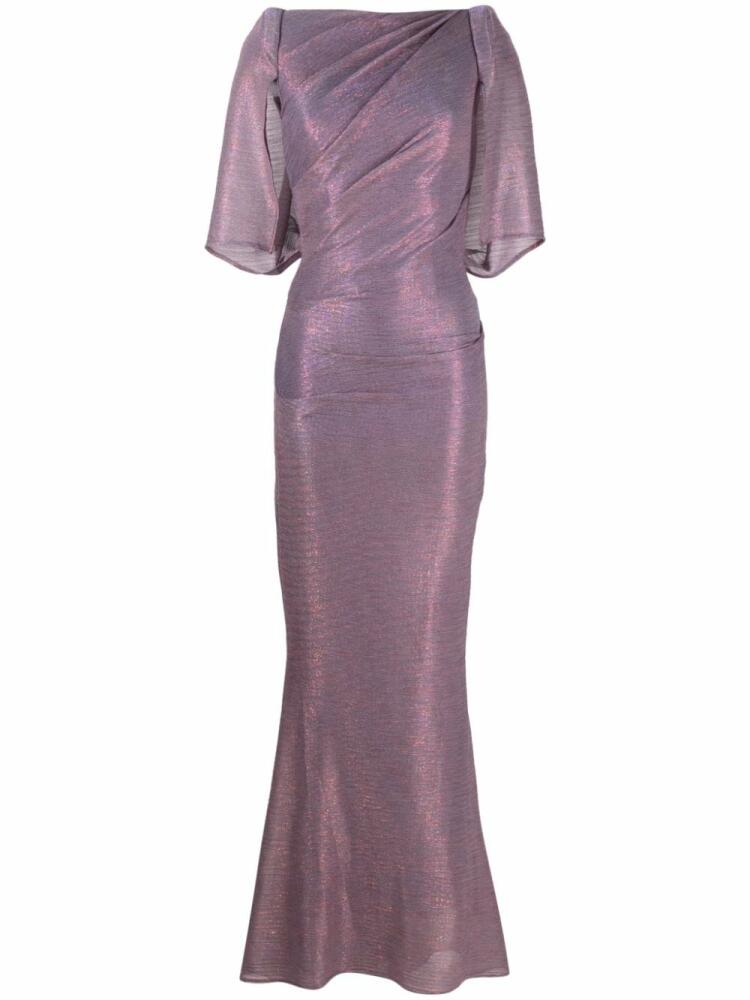 Talbot Runhof plissé-effect lurex gown - Purple Cover