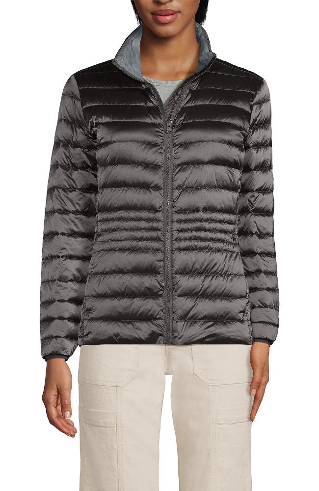 Lands' End Wanderweight Ultralight Packable Down Jacket in Gunmetal Shine Cover