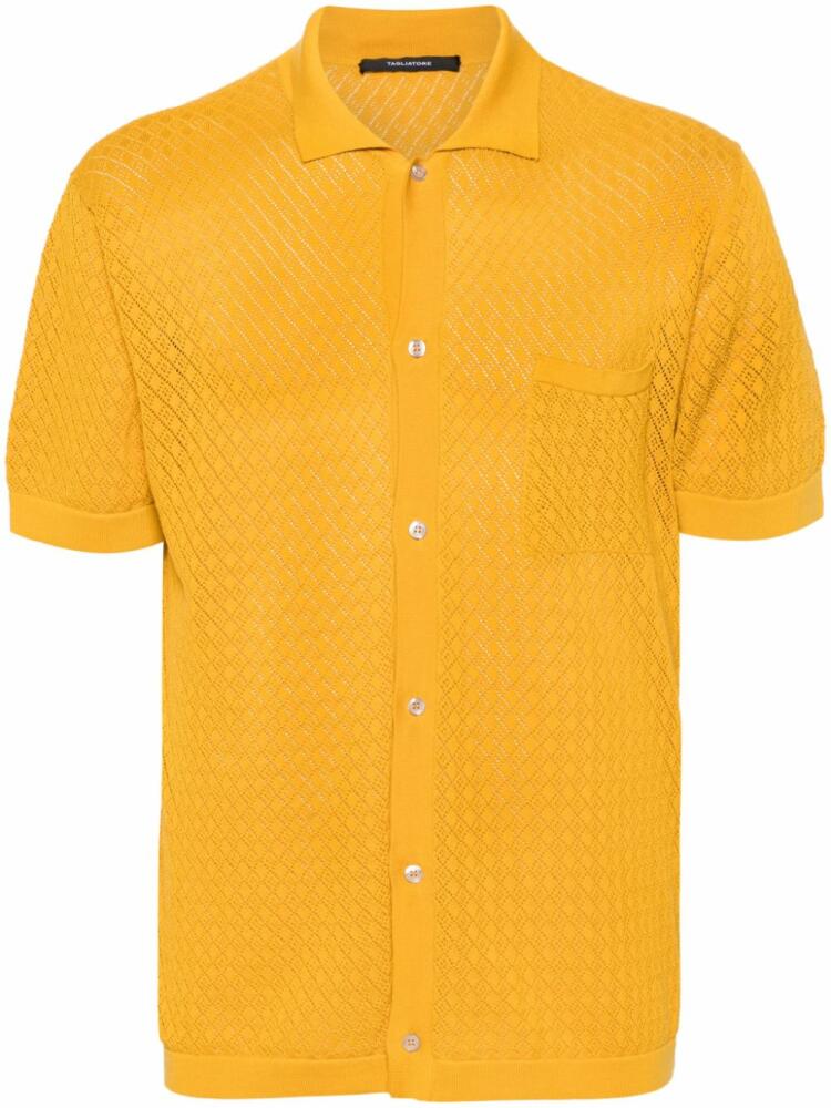 Tagliatore pointelle-knit cotton shirt - Yellow Cover