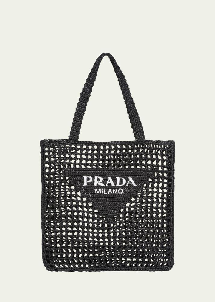 Prada Bicolor Woven Logo Shopper Tote Bag Cover