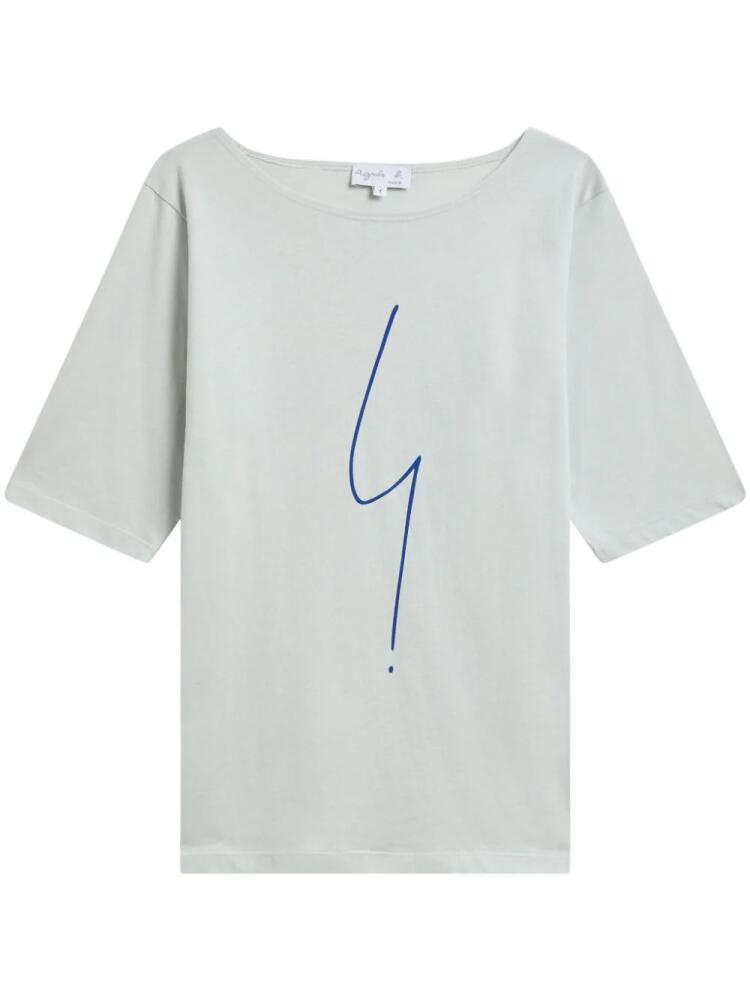 agnès b. logo-print T-shirt - Blue Cover