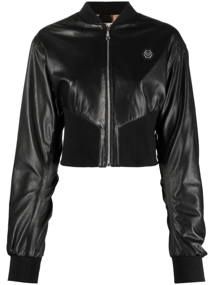 Philipp Plein leather bomber jacket - Black Cover