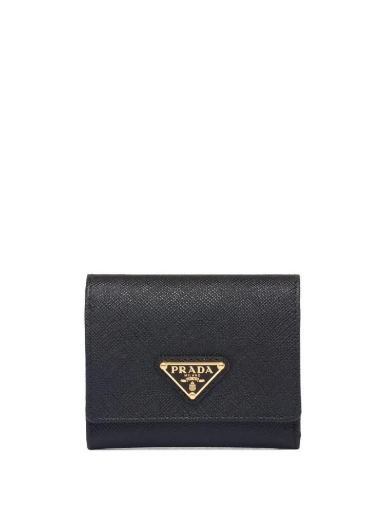 Prada logo-plaque leather wallet - Black Cover