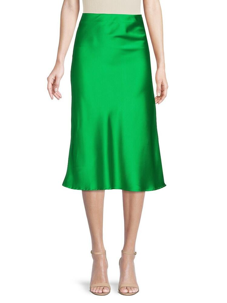 Renee C. Women's Satin Midi Skirt - Green Cover